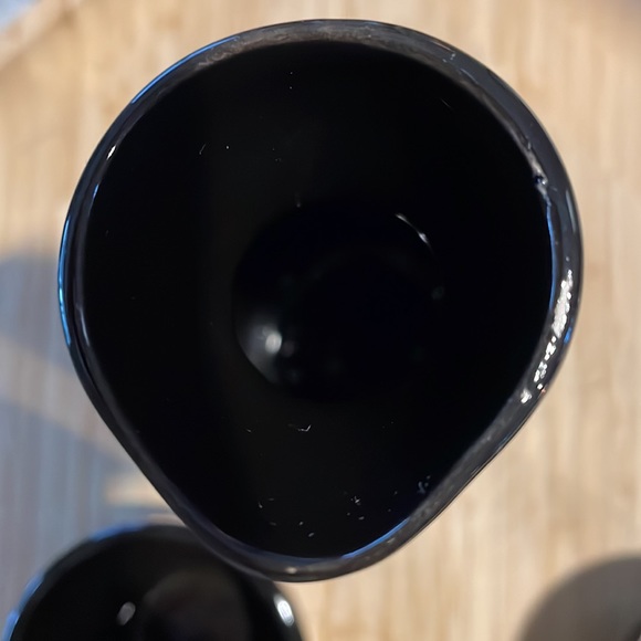 Black and White Saki Set Bottle and Two Cups Ceramic - Picture 3 of 4